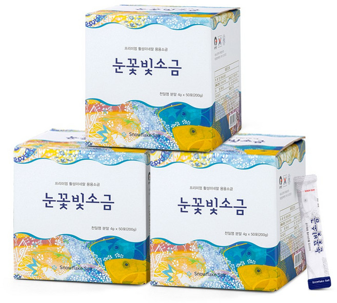 눈꽃빛소금 1200도 미네랄 용융소금 알칼리 휴대용 스틱, 200g, 3개