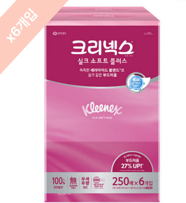 크리넥스 미용티슈 실크소프트 플러스 250매 X 6입, 6개