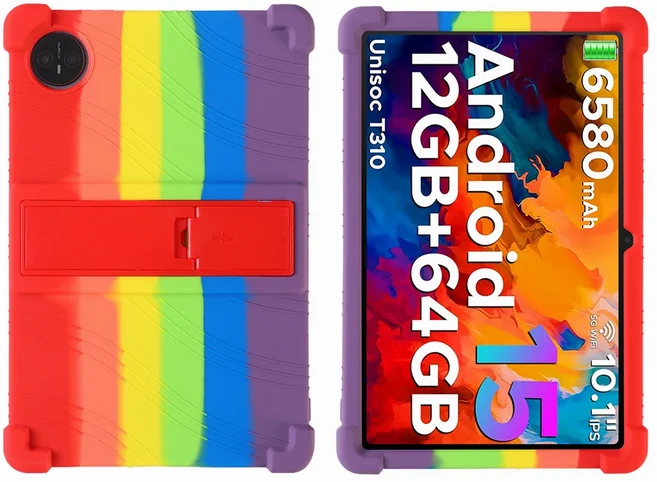 DOOGEE Tab A9 Tab A9 Pro 10.1 "케이스 태블릿 낙하 방지 에어백 실리콘 소프트 키즈 접이식 스탠드 커버, 01 DOOGEE Tab A9, 03 MULTI