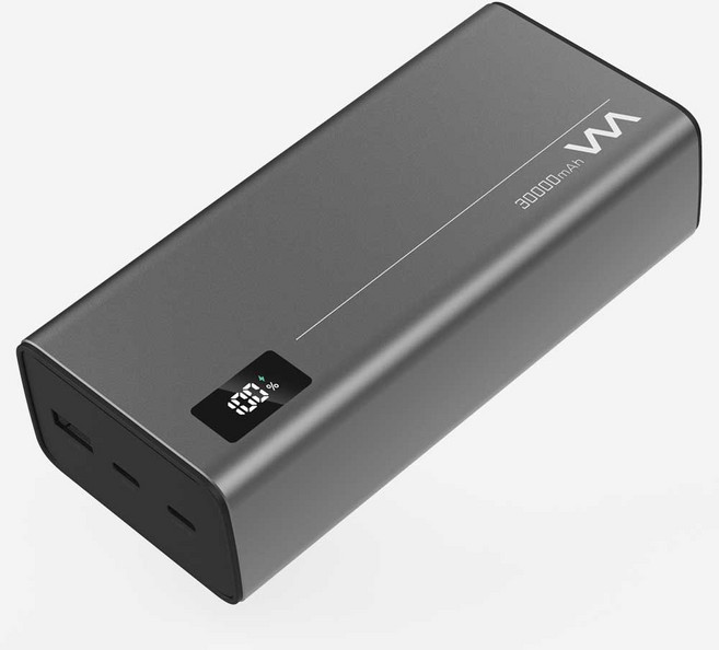 더블유엠 27W 퀵차지 PD3.0 초고속 보조배터리 30000mAh 3대 동시충전 WM-QC-30000, Dark Gray