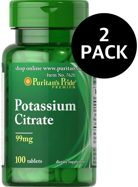 퓨리탄스프라이드 구연산 칼륨 99mg Puritan's Pride Potassium Citrate, 2개, 100정 - 쿠팡