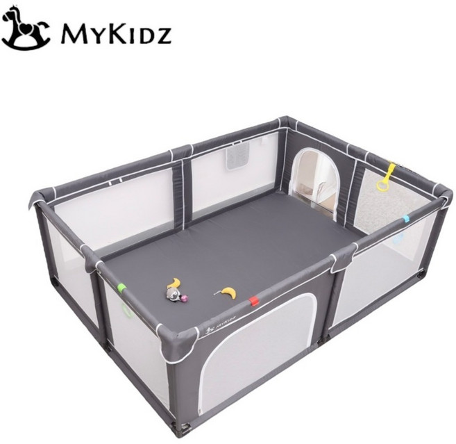 MyKidz 69公分高透氣遊戲圍欄, 1個, 300D透氣圍欄120*160(深灰), 深灰, 300D透氣圍欄120*160