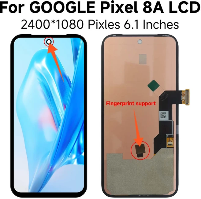 구글 픽셀 6 6A 6Pro 7 7A 7Pro 8 8A 8Pro 시리즈용 AMOLED LCD 디스플레이 터치스크린 (브래킷 포함), 09 OLED for Pixel8A