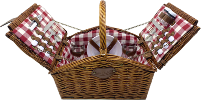 룰루랄라 야외 라탄 피크닉 바구니, 02.2인용 삼각바구니-카멜, 플라스틱 세트, 1개