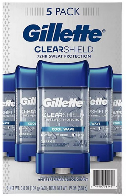 질레트 쿨웨이브 클리어젤 데오드란트 남성용 5개세트 107g Gillette Cool Wave Clear Gel, 1개, 538g
