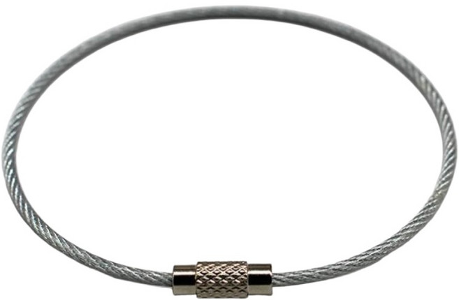 鋼索鑰匙圈 多功能鋼索環 行李牌吊繩 不鏽鋼 線徑1.5mm, 1個, 15CM, 銀15cm