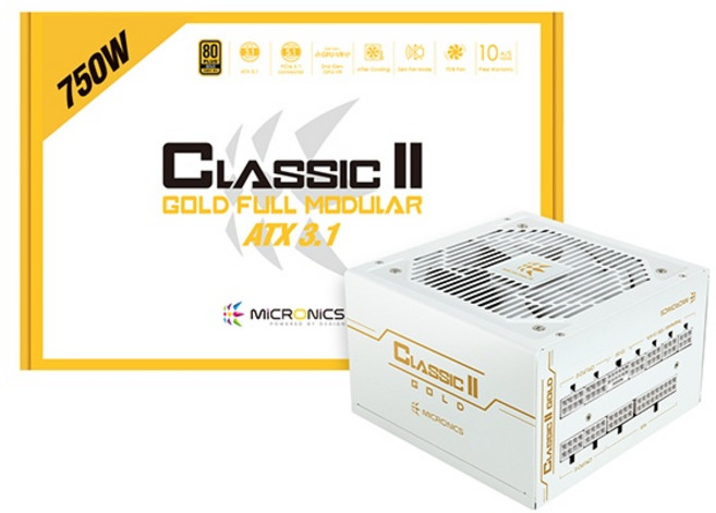 [마이크로닉스] Classic II 80PLUS GOLD 풀모듈러 ATX3.1 (PCIE5.1) 230V EU [750W] [화이트], Classic II 750W 80PLUS GOLD