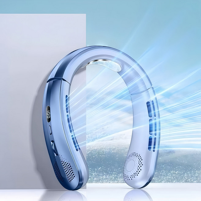 [하루마켓] 고출력 대형 냉각패드 무선 넥밴드 넥에어컨 목걸이 휴대용 선풍기, HR-블루, HR-L37