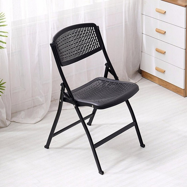 모던럭스 접이식 플라스틱의자, 1개, 블랙