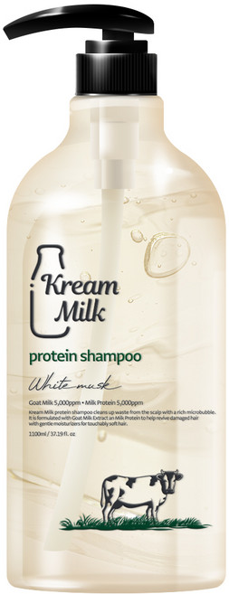 크림밀크 단백질 퍼퓸 샴푸 화이트머스크향, 1.1L, 1개