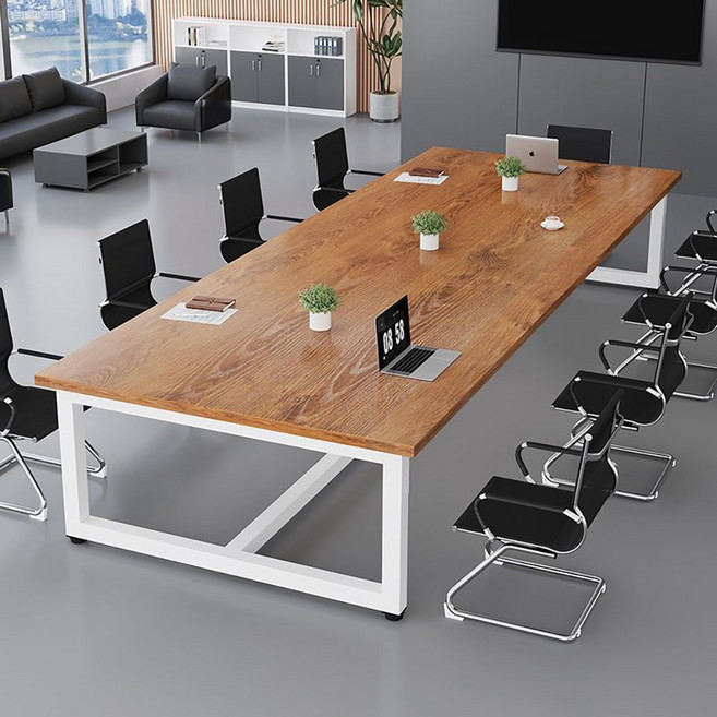 사무실 회의실 사각 회의 테이블 상담 세미나 연수용 책상, 브라운 상판+화이트 다리