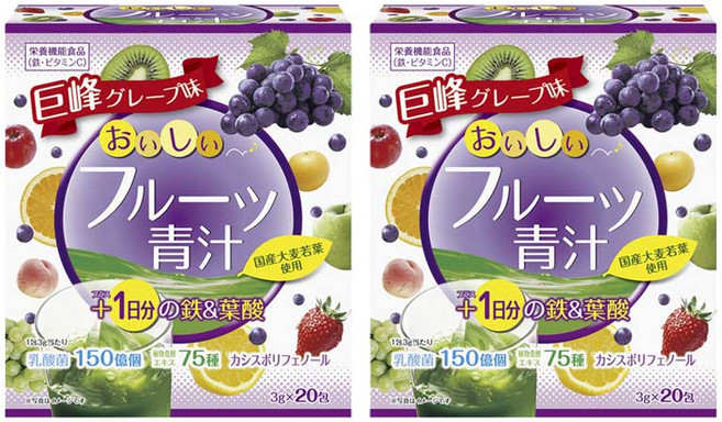 YUWA 1日份鐵&葉酸水果青汁 巨峰葡萄口味 20條入, 2盒, 60g