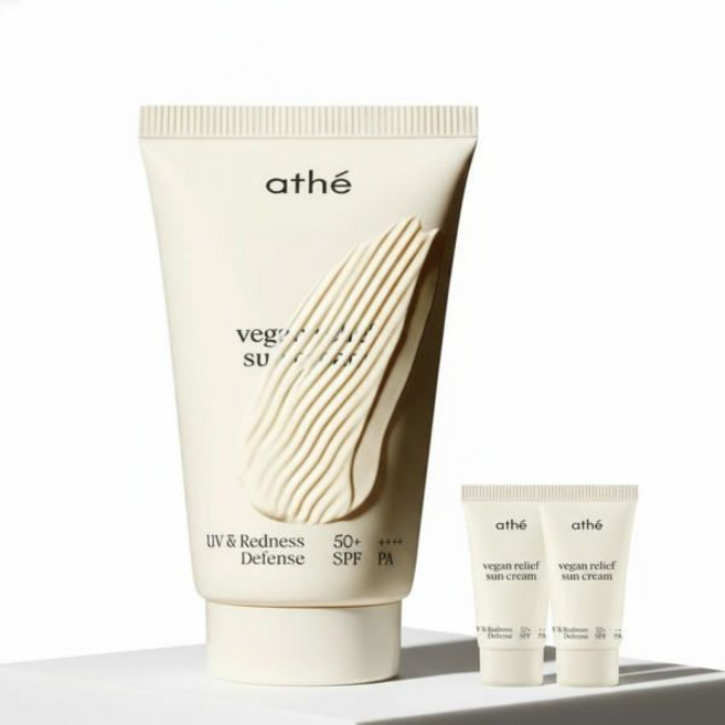ATHE 비건 릴리프 무기자차 선크림 50ml (5ml 2개 증정), NONE
