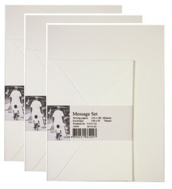 미네끄네 내마음을 담는 편지지 크라프트지 고급지, 화이트무지중, 3개