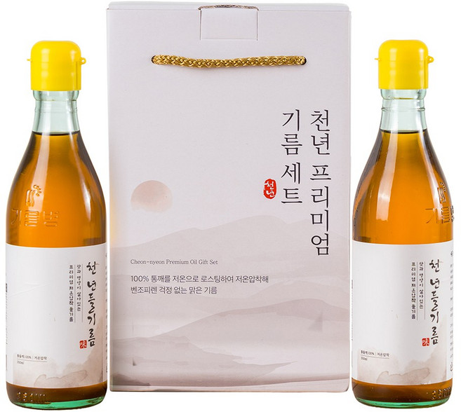 전라도청년 저온압착 통들깨 천년들기름 선물세트, 2개, 350ml