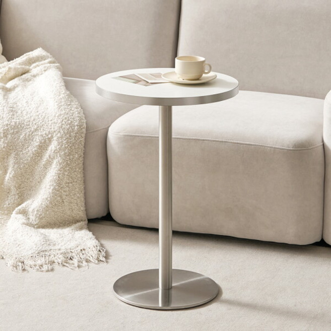 [소담갤러리] 이리스 원형 사이드 실버 테이블 침대 소파 협탁 카페 보조 미니 티테이블 업소용 미드센츄리 4, 색상:블랙