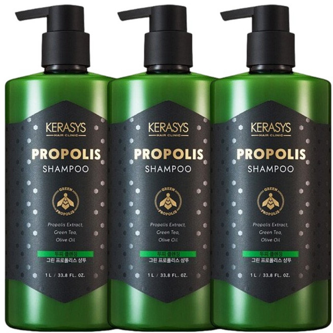 프로폴리스 두피클렌징 그린 샴푸 1L 3개 케라시스