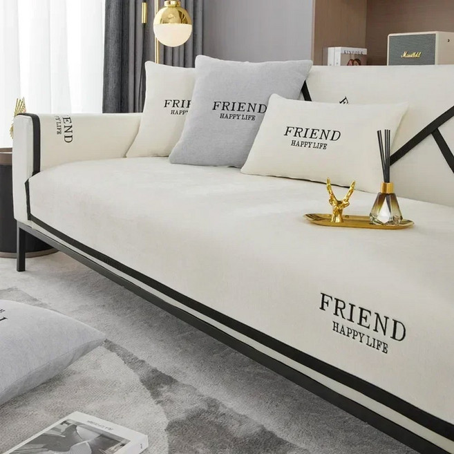 미끄럼 방지 셔닐 실 소파 매트 솔리드 컬러 커버 거실 럭셔리 코너 쿠션 시트 패드 홈 보호, 1개, A6