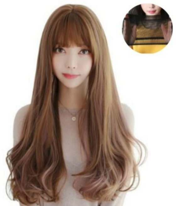 에쉬울프 고급원사 전체가발 + 가발망 세트, 1개, 스모크핑크 × 1세트