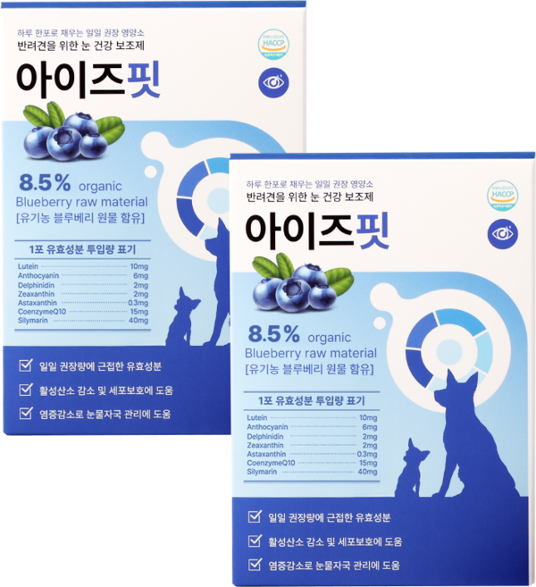 효과 빠른 아이즈핏 강아지 눈 영양제 눈물 자국 눈물량 냄새 개선 루테인 항산화 백내장, 30회분, 눈물개선/눈건강, 2세트