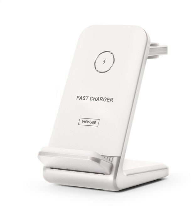 뷰씨 15W 3in1 고속 무선 충전기 거치대 애플워치 갤럭시워치 겸용, 화이트, 1개