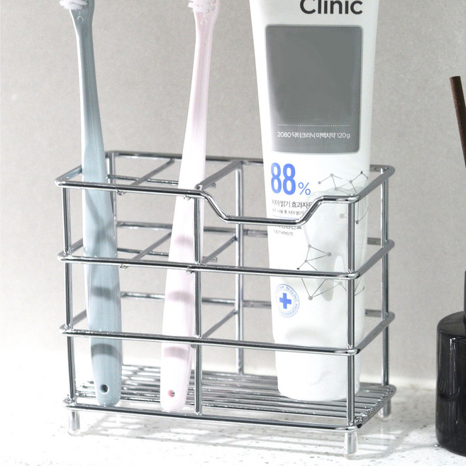 베네피센트 스텐 칫솔꽂이 욕실 화장실 칫솔거치대, 실버, 1개