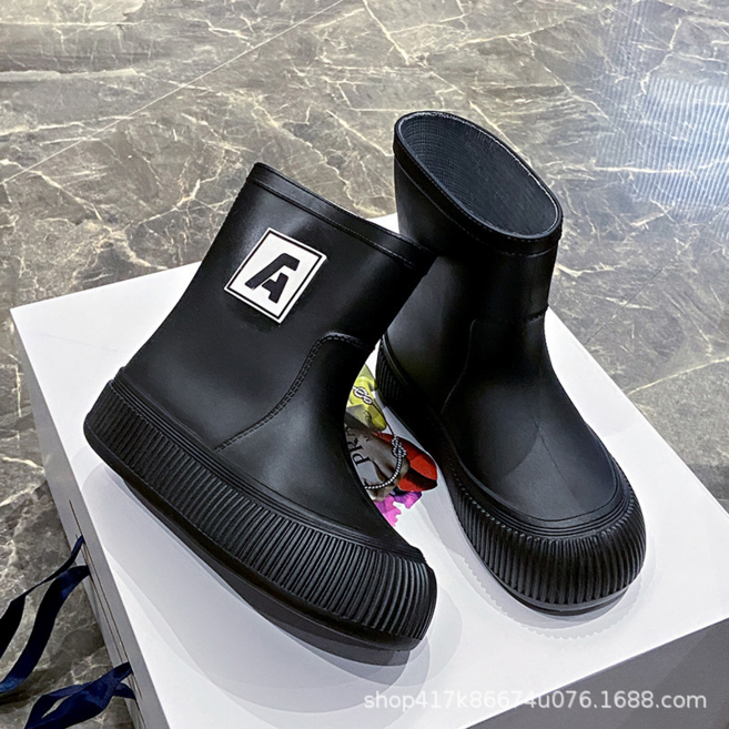 潮流中筒時尚女靴 舒適防水防滑耐磨厚底雨鞋