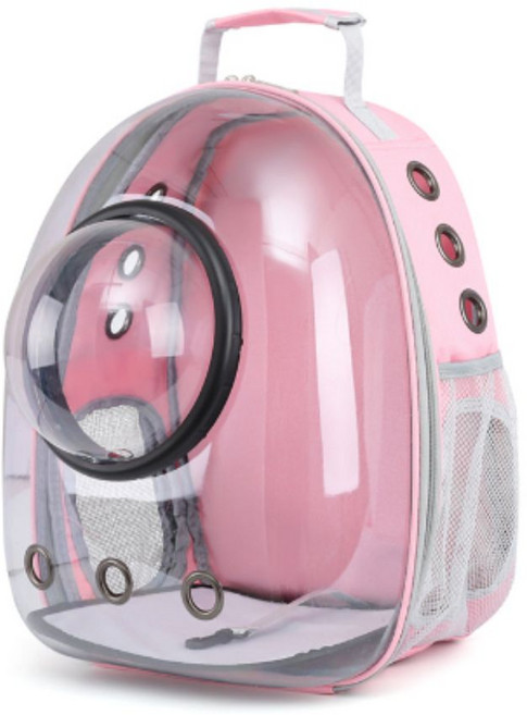 나나봉봉 반려동물 우주 캡슐 투명 백팩, 1개, 핑크