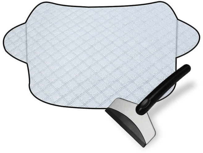 민스리빙 성에방지커버+스크래퍼 앞유리용 햇빛가리개 자동차앞유리커버, 실버1개