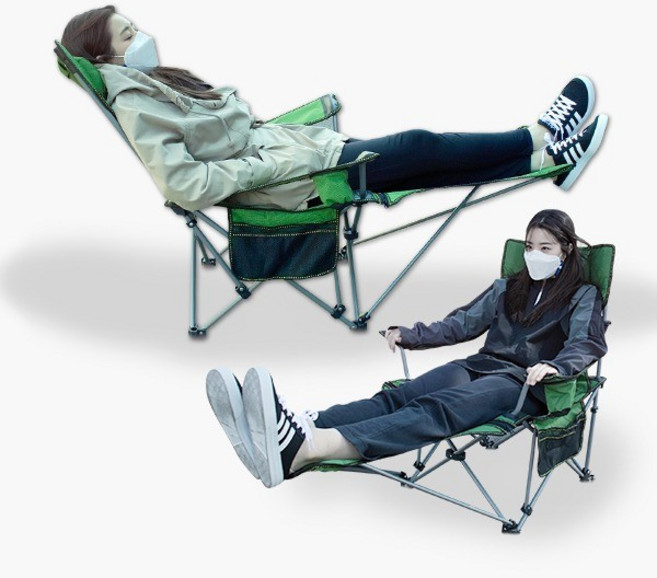 긴낚시의자 캠핑의자 누울수있는 접이식의자 팔받침 파우치 다리받침 롱릴렉스체어, 그레이, 망사형_그레이