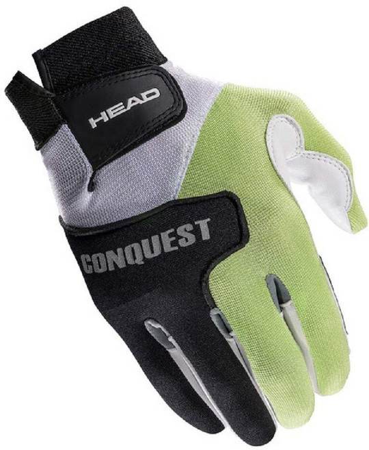 HEAD 가죽 라켓볼 장갑 - Conquest 엑스트라 그립 통기성 장갑 오른손 및 왼손 - 블랙/라임/화이트 오른쪽 - 스몰