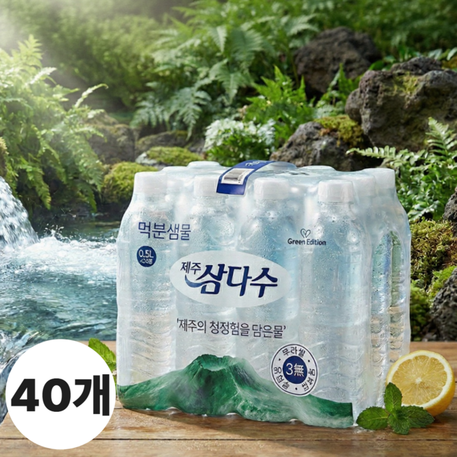 (삼다수)제주 삼다수 500ml X 40병 (무/유라벨 랜덤출고), 40개