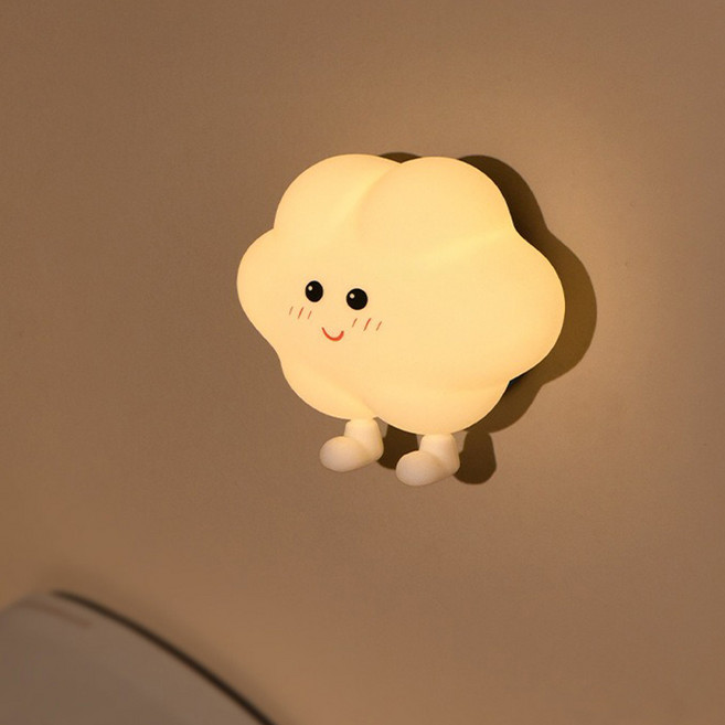 LED 아이방 무드등 취침등 침대 수면등 간접 벽부착등 실리콘 터치 밝기조절, 아기구름