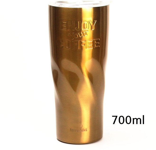 회오리 보온보냉 텀블러 스텐 대용량 커피 캠핑 보온컵, 골드, 1개