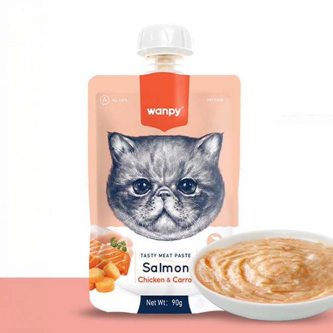 고양이 간식 페이스트 대용량 짜먹는 츄르 완피, 2개, 90g, 혼합맛 ( 연어 / 치킨 / 당근 )