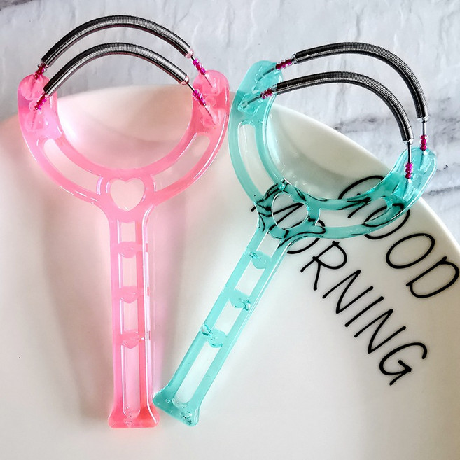 1/2/3set 2중 스프링 잔털 제거기 눈썹 얼굴 솜털 정리 제모 실면도, 2개, 그린