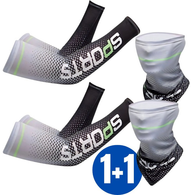 1+1 레쓸 자외선차단 팔토시 목토시 여름 스포츠 쿨토시+멀티스카프 2개 세트