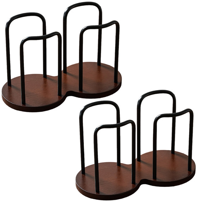 케이스 더블 우드 종이컵 거치대 홀더, 2개, 블랙