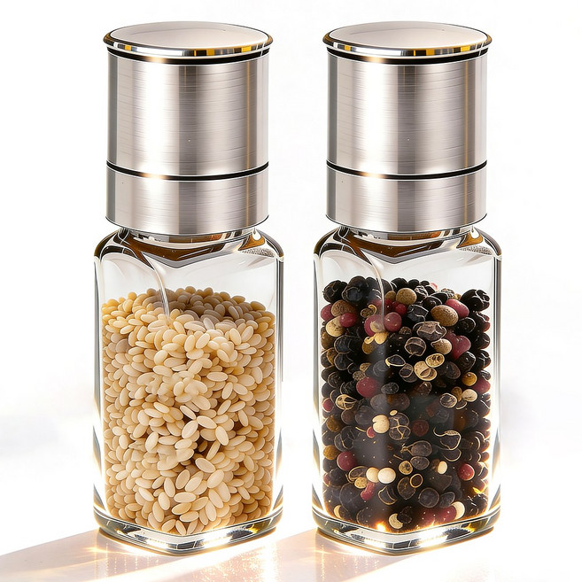 지미스홈 캠핑 깨 그라인더 사각 실버, 2개, 120ml