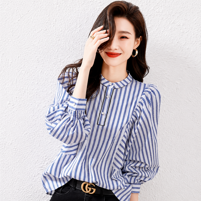 빌리즈빈 봄 여성 라운드넥 스프라이트 셔츠 블라우스 Y7784