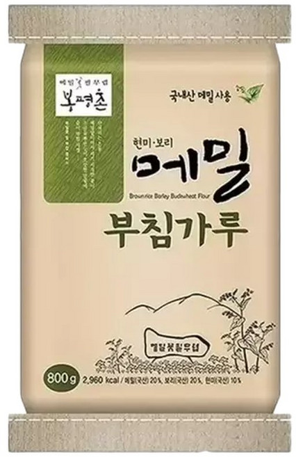 봉평촌 현미보리 메밀부침가루 2호 800g X 10봉(국내산메밀)부침개 전병 감자전 튀김가루 부추전 호박전 만두피 수제비, 10박스
