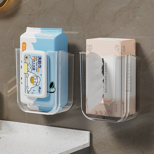 핸셀 욕실 주방 거실 무타 벽걸이 물 티슈 홀더 박스 거치대 케이스 보관함, 10개, 무타공물티슈홀더 그레이
