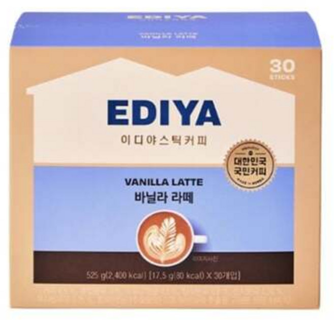이디야 바닐라라떼 17.5gx30T, 17.5g, 30개입, 30개