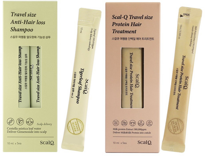 스칼큐 여행용세면도구 일회용 샴푸 트리트먼트 각 5개입 세트, 2세트