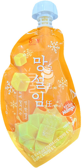 해태 망설임 망고 아이스크림 팩 과일맛 진한 망고맛 아이스크림, 140ml, 24개