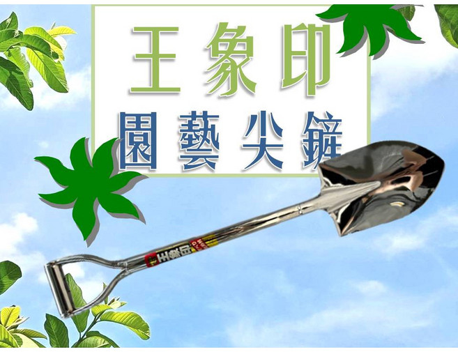 王象印台灣製園藝尖鏟 - 不鏽鋼鐵柄鐵鏟 (總長81cm), 詳見包裝