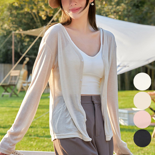 [김영주골프] 여름 얇은 카디건 자외선차단 스판 여성 시스루 가디건 KPMLCA67