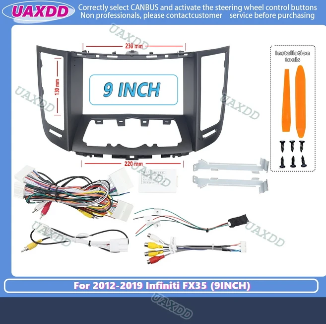 2012-2019 인피니티 FX35 9 인치 2 Din 자동차 라디오 안드로이드 프레임 키트 패널 센터 근막 케이블 비디, 01 For 2012-2019 FX35