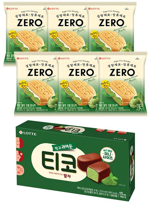 말차 티코x1개+제로 모나카 말차x6개, 1세트, 1.35L