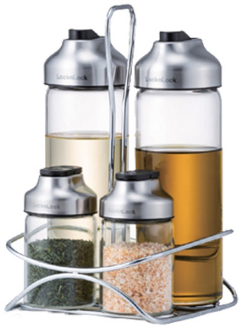 락앤락 내열유리 오일병 양념통 4p (거치대 포함), 1세트, 1.16L